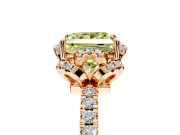 Halo Engagement Ring Setting for Fancy Yellow Princess Cut Center with Openwork Halo, Pave Band and Prong Head in Rose Gold