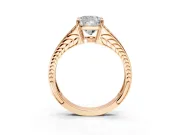 Split Shank Engagement Ring Setting for Cushion Cut Center with Pave Split Shank and Prong Head in Rose Gold