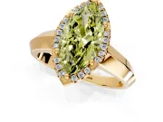 Halo Engagement Ring Setting for Fancy Yellow Marquise Center with Knife Ridge Cathedral Band and Prong Head in Yellow Gold