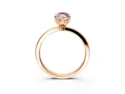Solitaire Engagement Ring Setting for Fancy Pink Marquise Center with Thin Rounded Plain Band and Prong Head in Rose Gold