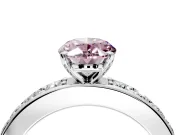 Solitaire Engagement Ring Setting for Fancy Pink Oval Center with Channel-Set Accents and Prong Head in Platinum