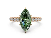 Solitaire Engagement Ring Setting for Fancy Green Marquise Center with Shared-Prong Accents and Prong Head in Rose Gold