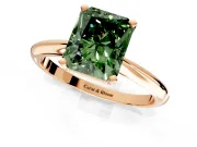 Solitaire Engagement Ring Setting for Fancy Green Radiant Cut Center with Knife Ridge Band and Claw Prong Head in Rose Gold