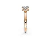 Hidden Halo Engagement Ring Setting for Cushion Cut Center with Wide Flat Plain Band and Prong Head in Rose Gold