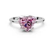 Minimalist Solitaire Engagement Ring Setting for Fancy Pink Heart-Shaped Center with Thin Band and Prong Head in White Gold