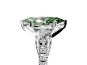 3 Stone Engagement Ring Setting for Fancy Green Marquise Center with Crossover Basket, Pave Band and Prong Head in Sterling Silver