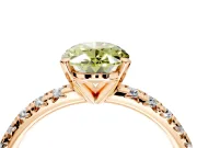Solitaire Engagement Ring Setting for Fancy Yellow Oval Center with Large Accents and Prong Head in Rose Gold