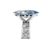 Solitaire Engagement Ring Setting for Fancy Blue Marquise Center with Channel-Set Accents and Prong Head in Sterling Silver