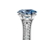 Solitaire Engagement Ring Setting for Fancy Blue Oval Center with Pave Rail Split Shank and Prong Head in Sterling Silver