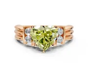 Solitaire Engagement Ring Setting for Fancy Yellow Heart-Shaped Center with Grooved Bar Accent Band and Prong Head in Rose Gold