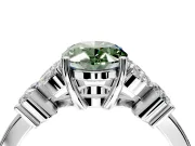 Floral Engagement Ring Setting for Fancy Green Oval Center with Marquise Cluster Shoulders and Prong Head in Platinum