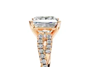 Solitaire Engagement Ring Setting for Princess Cut Center with Twisted Pave Split Shank and Prong Head in Rose Gold