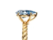 Solitaire Engagement Ring Setting for Fancy Blue Pear-Shaped Center with Plain Twisted Rope Band and Prong Head in Yellow Gold