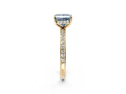 Solitaire Engagement Ring Setting for Fancy Blue Princess Cut Center with Fine Pave Band and Prong Head in Yellow Gold