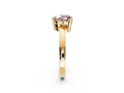 Solitaire Engagement Ring Setting for Fancy Pink Heart-Shaped Center with Plain Band and Flat Tab Prong Head in Yellow Gold