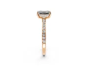 Solitaire Engagement Ring Setting for Emerald Cut Center with Fine Pave Band and Prong Head in Rose Gold