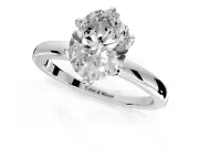 Solitaire Engagement Ring Setting for Oval Center with Plain Band and Tulip Prong Head in Sterling Silver