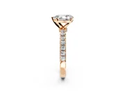 Open Basket Engagement Ring Setting for Pear-Shaped Center with Pave Band and Prong Head in Rose Gold