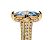 Solitaire Engagement Ring Setting for Fancy Blue Marquise Center with Accented Split Shank and Prong Head in Yellow Gold