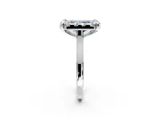 Single Halo Engagement Ring Setting for Fancy Blue Radiant Cut Center with Corner Claws, Plain Band and Prong Head in White Gold