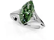 Solitaire Engagement Ring Setting for Fancy Green Marquise Center with Milgrain Cathedral Band and Prong Head in Sterling Silver