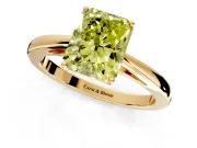 Solitaire Engagement Ring Setting for Fancy Yellow Radiant Cut Center with Open Cathedral Shoulders and Prong Head in Yellow Gold