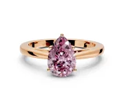 Solitaire Engagement Ring Setting for Fancy Pink Pear-Shaped Center with Open Cathedral Shoulders and Prong Head in Rose Gold