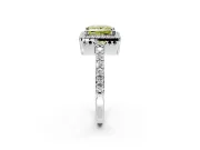 Halo Engagement Ring Setting for Fancy Yellow Princess Cut Center with Inner Milgrain Border and Prong Head in White Gold