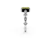 Milgrain Bezel Engagement Ring Setting for Fancy Yellow Emerald Cut Center with Marquise Stations and Bezel Head in Platinum
