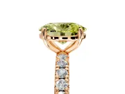 Solitaire Engagement Ring Setting for Fancy Yellow Oval Center with Shared-Prong Accents and Prong Head in Rose Gold
