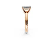 Solitaire Engagement Ring Setting for Emerald Cut Center with Wire Band and Prong Head in Rose Gold