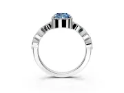 Vintage Station Engagement Ring Setting for Fancy Blue Cushion Cut Center with Accents and Prong Head in Platinum