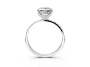Solitaire Engagement Ring Setting for Princess Cut Center with Fine Pave Accents and Prong Head in Platinum
