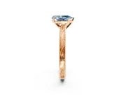Solitaire Engagement Ring Setting for Fancy Blue Pear-Shaped Center with Engraved Milgrain Band and Prong Head in Rose Gold