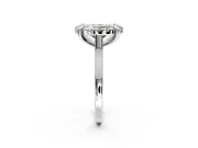 Single Halo Engagement Ring Setting for Fancy Green Oval Center with Corner Claws, Plain Band and Prong Head in Platinum