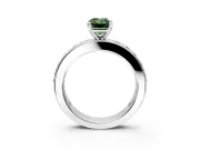 Solitaire Engagement Ring Setting for Fancy Green Emerald Cut Center with Channel-Set Accents and Prong Head in Sterling Silver