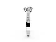 Solitaire Engagement Ring Setting for Heart-Shaped Center with Princess Cut Channel Band and Prong Head in Platinum
