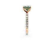 Solitaire Engagement Ring Setting for Fancy Green Princess Cut Center with Micro Pave Band and Prong Head in Rose Gold