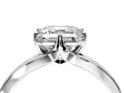 Solitaire Engagement Ring Setting for Asscher Cut Center with Plain Split Shank and Prong Head in Platinum