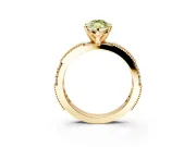 Solitaire Engagement Ring Setting for Fancy Yellow Marquise Center with Milgrain-Edged Pave Band and Prong Head in Yellow Gold