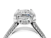 Solitaire Engagement Ring Setting for Radiant Cut Center with Accented Split Shank and Prong Head in White Gold