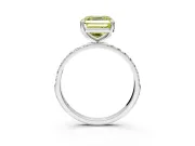 Solitaire Engagement Ring Setting for Fancy Yellow Asscher Cut Center with Pave Accents and Prong Head in Platinum