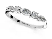 Marquise and Round Cut Lab-Grown Diamond 5 Stone Half Eternity Wedding Band with Prong Setting in Sterling Silver