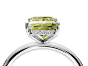 Hidden Halo Engagement Ring Setting for Fancy Yellow Princess Cut Center with Thin Rounded Band and Prong Head in Sterling Silver
