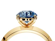 Solitaire Engagement Ring Setting for Fancy Blue Round Cut Center with Wide Knife Ridge Band and Prong Head in Yellow Gold