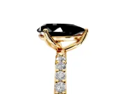 Solitaire Engagement Ring Setting for Fancy Black Pear-Shaped Center with Fine Pave Accents and Prong Head in Yellow Gold