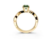 Crossover Engagement Ring Setting for Fancy Green Emerald Cut Center with Pave and Plain Strands and Prong Head in Yellow Gold