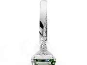 Side Accent Engagement Ring Setting for Fancy Green Emerald Cut Center with Accent Shoulders and Prong Head in White Gold