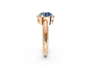 Halo Engagement Ring Setting for Fancy Blue Round Cut Center with Tapered Plain Band and Prong Head in Rose Gold