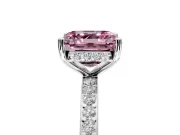 Solitaire Engagement Ring Setting for Fancy Pink Asscher Cut Center with Fine Pave Band and Prong Head in Platinum
